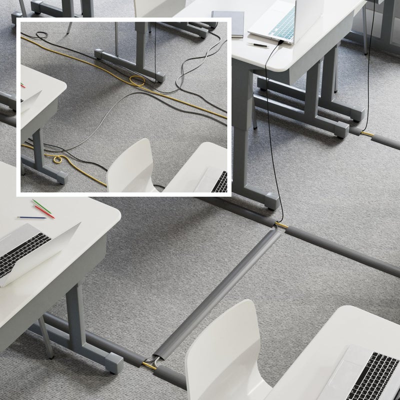 D-Line 6ft Floor Cord Cover, Cable Channel, Protect Cords, Prevent Trips - 0.63" W x 0.31" H - Gray - Image 5